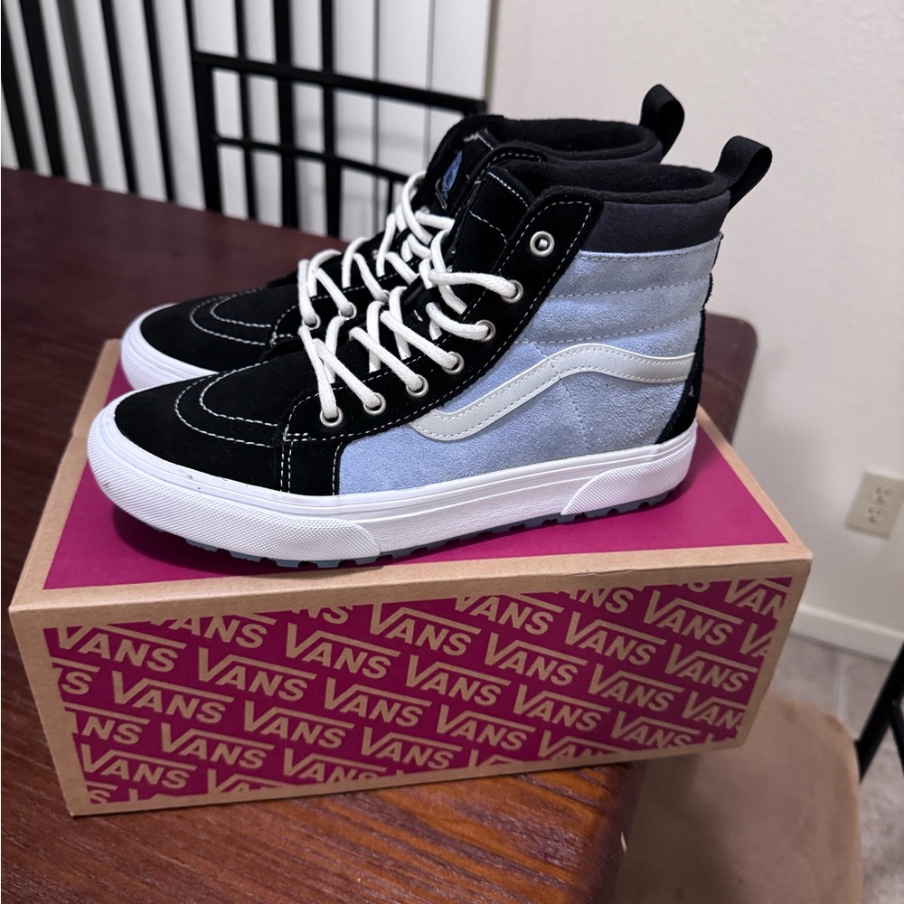 Vans Black and Ashley Blue High-Top Sneakers